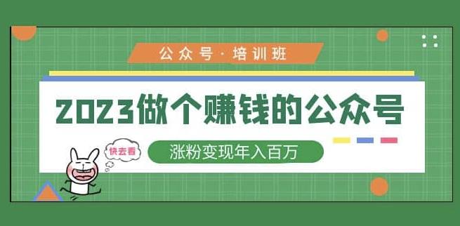 2023公众号培训班,2023做个赚钱的公众号,涨粉变现年入百万!-阳知网创资源库