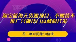 淘宝蓝海无货源项目，不囤货不推广只做冷门高利润代发，花一半时间赚10倍钱-阳知网创资源库