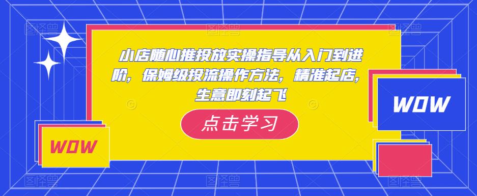 小店随心推投放实操指导从入门到进阶,保姆级投流操作方法,精准起店,生意即刻起飞-阳知网创资源库