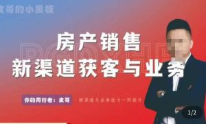 皮哥·房产销售新渠道获客与业务,打造新时代房产经纪达人,助力行业新人成长为业内精英-阳知网创资源库