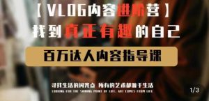 vlog内容进阶营,找到真正有趣的自己,百万达人内容指导课-阳知网创资源库