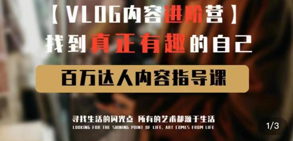 vlog内容进阶营,找到真正有趣的自己,百万达人内容指导课-阳知网创资源库