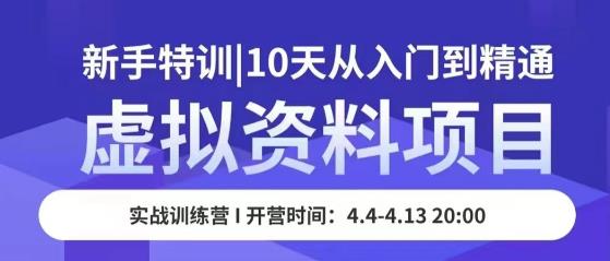 虚拟资料项目新手特训,10天从入门到精通,保姆级实操教学-阳知网创资源库
