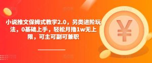 小说推文保姆式教学2.0，另类进阶玩法，0基础上手，轻松月撸1w无上限，可主可副可兼职-阳知网创资源库