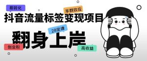 抖音流量标签变现项目，抖音创业粉轻松转化，单价高收益简单-阳知网创资源库