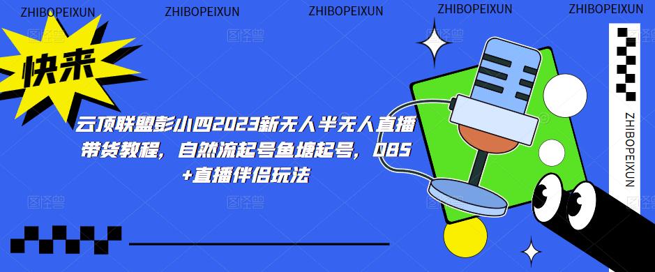 云顶联盟彭小四2023新无人半无人直播带货教程，自然流起号鱼塘起号，OBS+直播伴侣玩法-阳知网创资源库