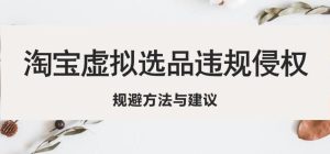 淘宝虚拟违规侵权规避方法与建议,6个部分详细讲解,做虚拟资源必看-阳知网创资源库