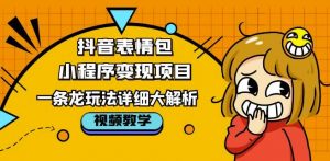 抖音表情包小程序变现项目，一条龙玩法详细大解析，视频版学习！-阳知网创资源库
