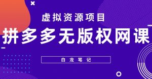 【白龙笔记】拼多多无版权网课项目,月入5000的长期项目,玩法详细拆解【揭秘】-阳知网创资源库