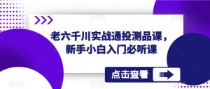老六千川实战通投测品课,新手小白入门必听课-阳知网创资源库