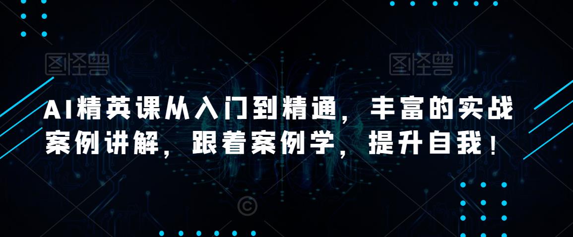 AI精英课从入门到精通,丰富的实战案例讲解,跟着案例学,提升自我!-阳知网创资源库