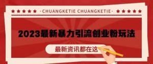 价值980的2023最新暴力引流创业粉丝玩法，单日被动引流50+创业粉【揭秘】-阳知网创资源库