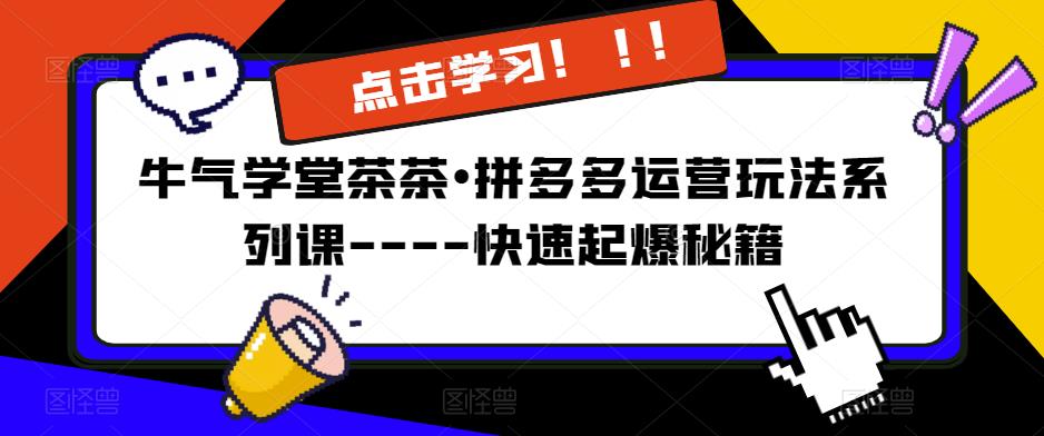 牛气学堂茶茶•拼多多运营玩法系列课—-快速起爆秘籍【更新】-阳知网创资源库