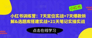 小红书训练营:7天定位实战+7天爆款拆解&选题库搭建实战+21天笔记实操实战-阳知网创资源库