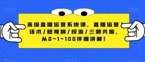 高级直播运营系统课,直播运营/话术/短视频/投流/三频共振,从0~1~100详细讲解!-阳知网创资源库