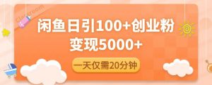 闲鱼引流精准创业粉,每天20分钟,日引流100+,变现5000+-阳知网创资源库