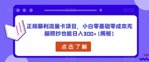 正规暴利流量卡项目,小白零基础零成本无脑照抄也能日入300+【揭秘】-阳知网创资源库