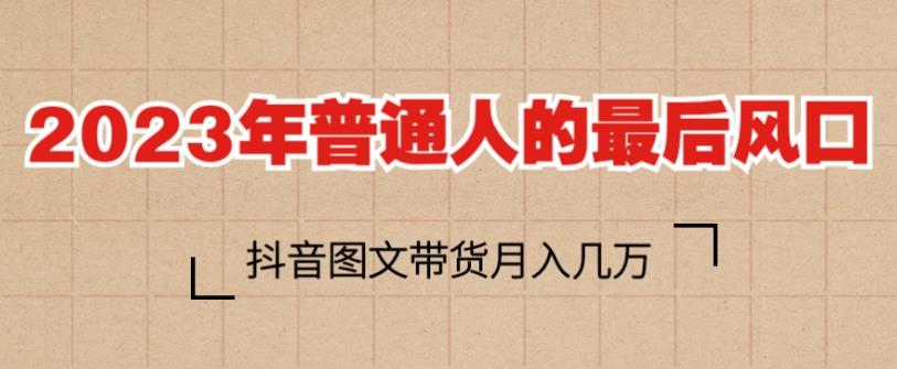 2023年普通人的最后风口,抖音图文带货月入几万,只需一部手机即可操作-阳知网创资源库