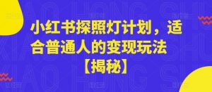 小红书探照灯计划,适合普通人的变现玩法【揭秘】-阳知网创资源库