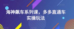 海神飙车系列课,多多直通车实操玩法-阳知网创资源库