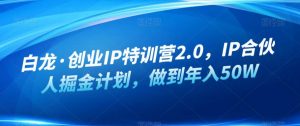 白龙·创业IP特训营2.0,IP合伙人掘金计划,做到年入50W-阳知网创资源库