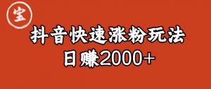 宝哥私藏·抖音快速起号涨粉玩法（4天涨粉1千）（日赚2000+）【揭秘】-阳知网创资源库