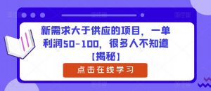 新需求大于供应的项目,一单利润50-100,很多人不知道【揭秘】-阳知网创资源库