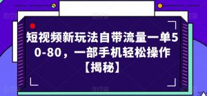 短视频新玩法自带流量一单50-80,一部手机轻松操作【揭秘】-阳知网创资源库