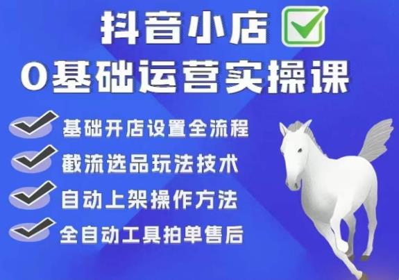 白马电商·0基础抖店运营实操课，基础开店设置全流程，截流选品玩法技术-阳知网创资源库