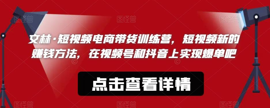 文林·短频视电商带训货练营,短视频的新赚钱方法,在视号频和抖音实上现爆单吧-阳知网创资源库