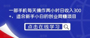 一部手机每天操作两小时日收入300+,适合新手小白的创业网赚项目【揭秘】-阳知网创资源库