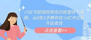 小红书短视频带货训练营线下课程,从0到1手教你在小红书注册开店卖货-阳知网创资源库