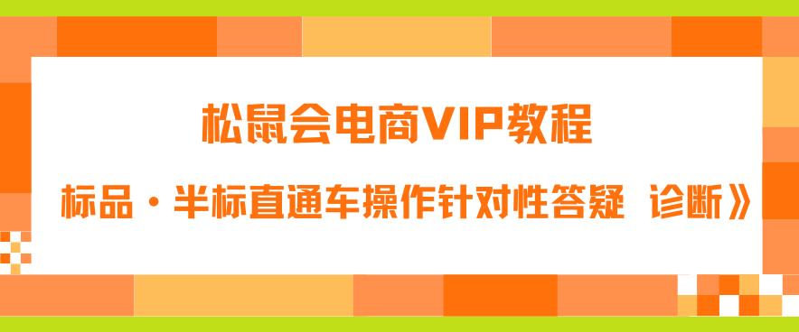 松鼠会电商VIP教程：松鼠《付费推广标品·半标直通车操作针对性答疑&诊断》-阳知网创资源库