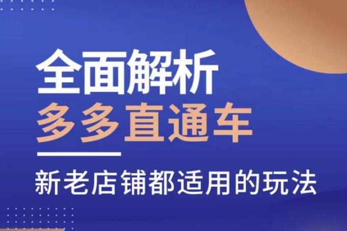 全面解析多多直通车，​新老店铺都适用的玩法-阳知网创资源库