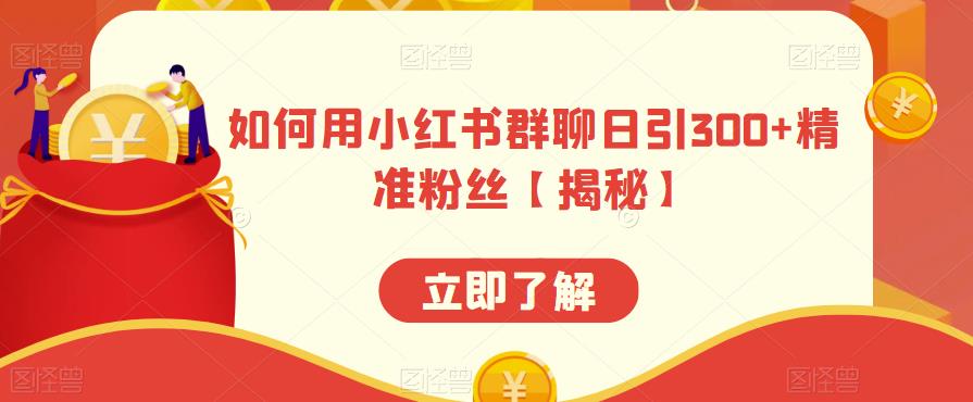 如何用小红书群聊日引300+精准粉丝【揭秘】-阳知网创资源库