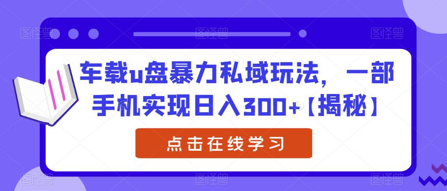 车载u盘暴力私域玩法,一部手机实现日入300+【揭秘】-阳知网创资源库