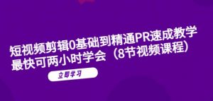 短视频剪辑0基础到精通PR速成教学:最快可两小时学会-阳知网创资源库
