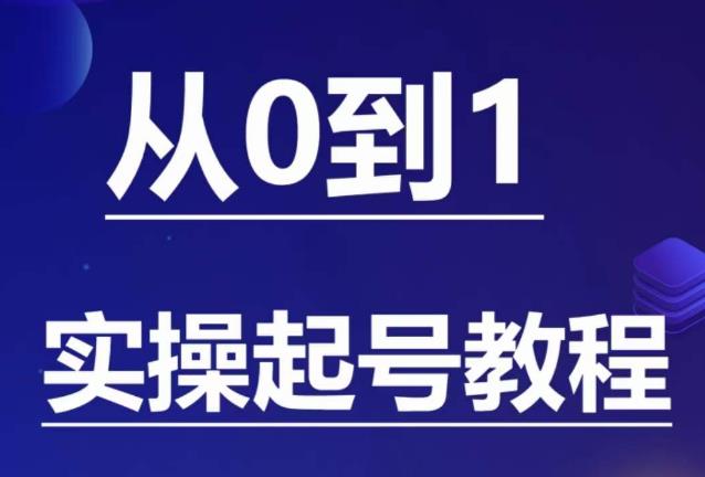 石野·小白起号实操教程,掌握各种起号的玩法技术,了解流量的核心-阳知网创资源库