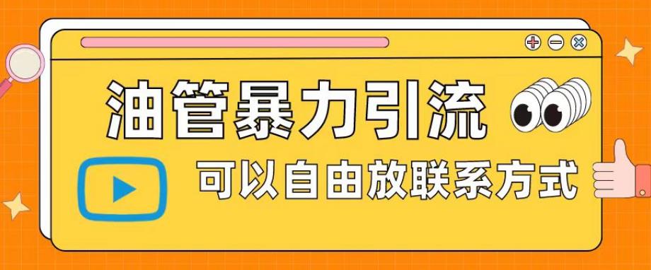 油管暴力引流，可以自由放联系方式【揭秘】-阳知网创资源库