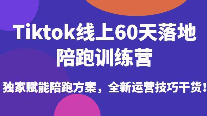 Tiktok线上60天落地陪跑训练营,独家赋能陪跑方案,全新运营技巧干货-阳知网创资源库