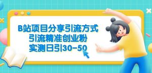 B站项目分享引流方式,引流精准创业粉,实测日引30-50【揭秘】-阳知网创资源库