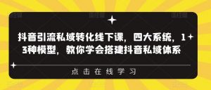 抖音引流私域转化线下课，四大系统，13种模型，教你学会搭建抖音私域体系-阳知网创资源库