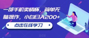 一部手机卖情怀，简单无脑操作，小白日入200+【揭秘】-阳知网创资源库
