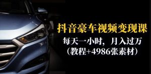 抖音豪车视频变现分享课:每天一小时,月入过万(教程+4986张素材)-阳知网创资源库