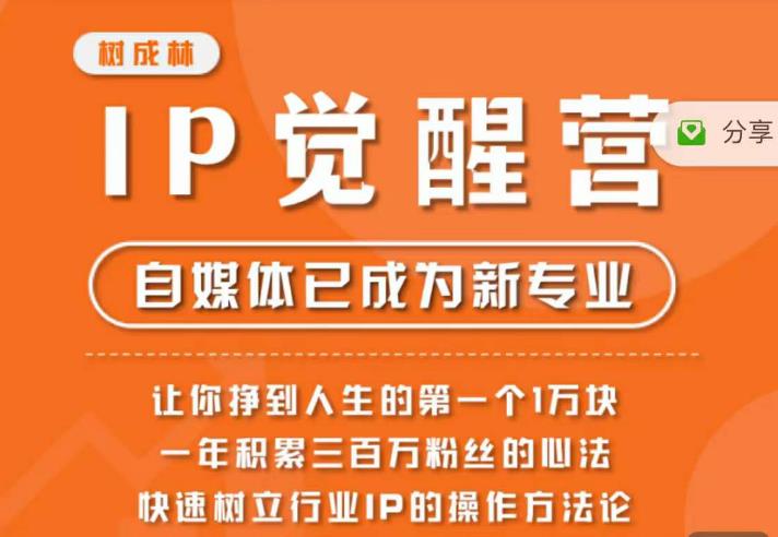 树成林·IP觉醒营,快速树立行业IP的操作方法论,让你赚到人生的第一个1万块(更新)-阳知网创资源库
