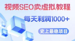 视频SEO出售虚拟产品每天稳定2-5单利润1000+史上最稳定私域变现项目【揭秘】-阳知网创资源库