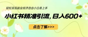 小红书精准引流,小白日入600+,轻松实现副业经济自由(教程+1153G资源)-阳知网创资源库