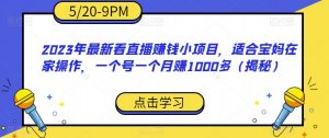 2023年最新看直播赚钱小项目,适合宝妈在家操作,一个号一个月赚1000多(揭秘)-阳知网创资源库