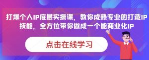 蟹老板·打爆个人IP底层实操课,教你成熟专业的打造IP技能,全方位带你做成一个能商业化IP-阳知网创资源库
