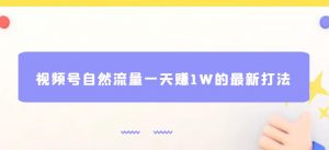 视频号自然流量一天赚1W的最新打法，基本0投资【揭秘】-阳知网创资源库